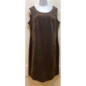 Vintage DressBarn Woman Brown Faux Suede Sleeveless Sheath Dress 14W Old Money